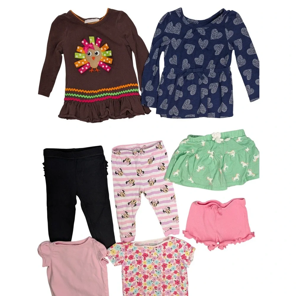 13pc Toddler Girls Clothes Lot 18M Carters Cat & Jack Bonnie Baby Dress Leggings